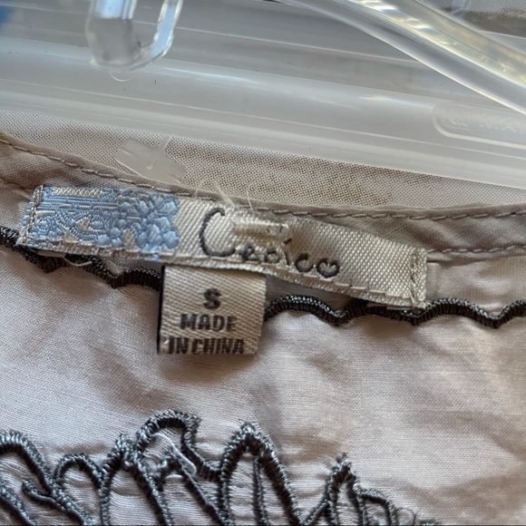 CECICO Embroidered Gray Sleeveless Top Silk/Cotton - Picture 7 of 9